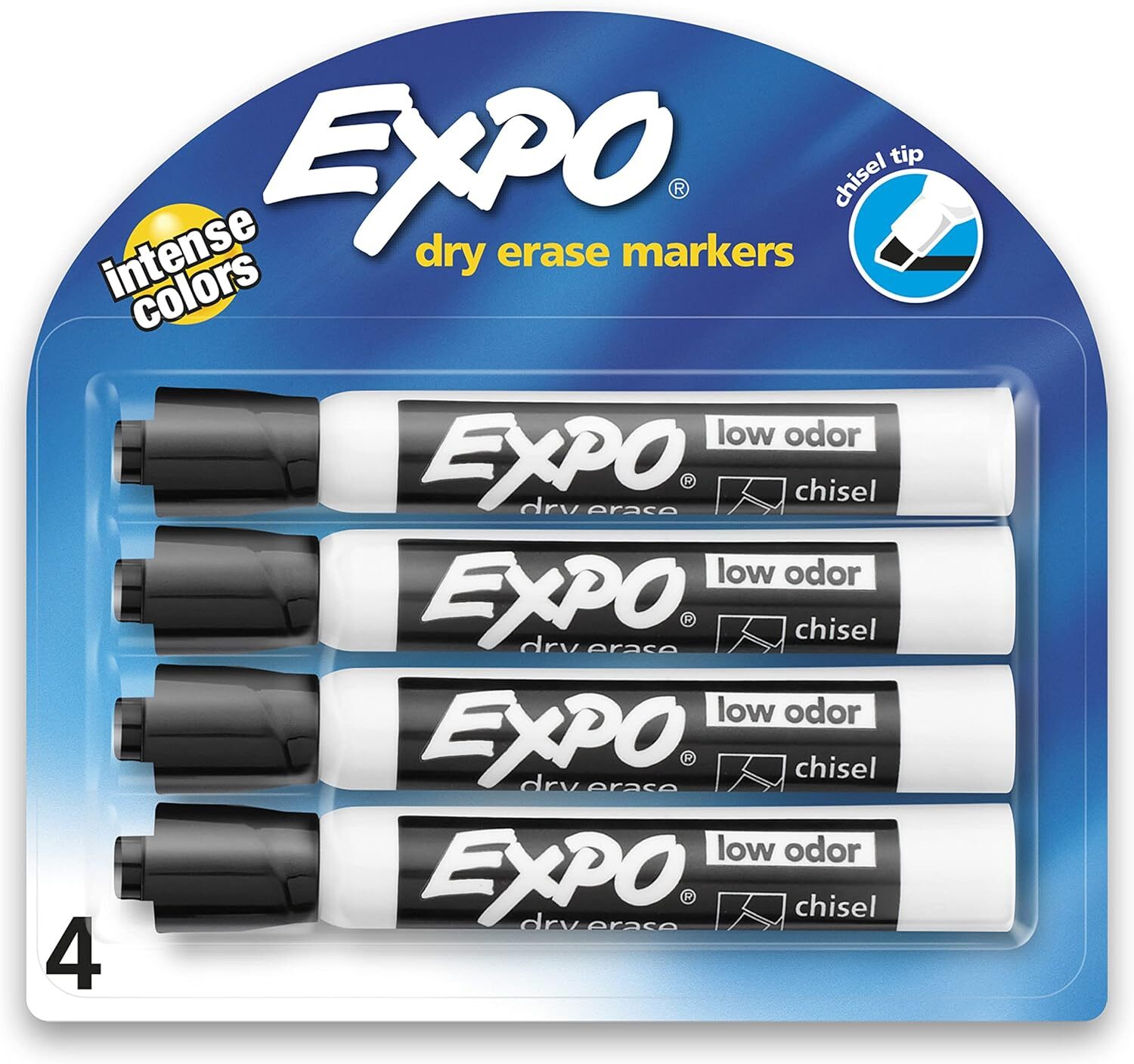 Dry Erase Markers, Chisel Tip | Black (4 Pack)