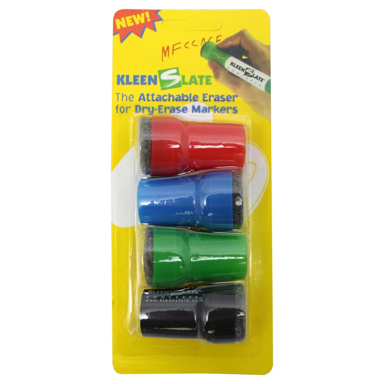 KleenSlate Dry Erase Caps, Pen Style, Assorted Colors (4 Pack)