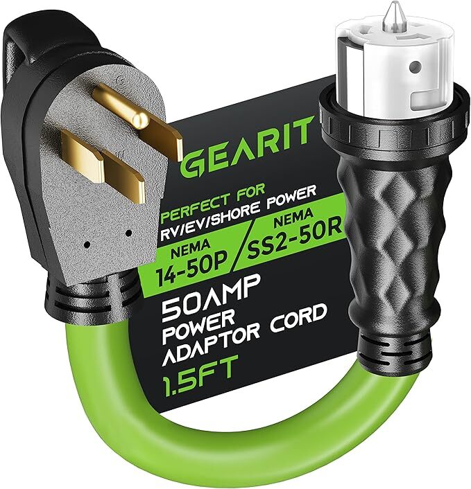 NEMA 14-50P to SS2-50R Adapter Cord - 4 Prong Male to Twist Locking Female Receptacle