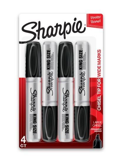 SHARPIE King Size Permanent Marker | Black (4 Pack)